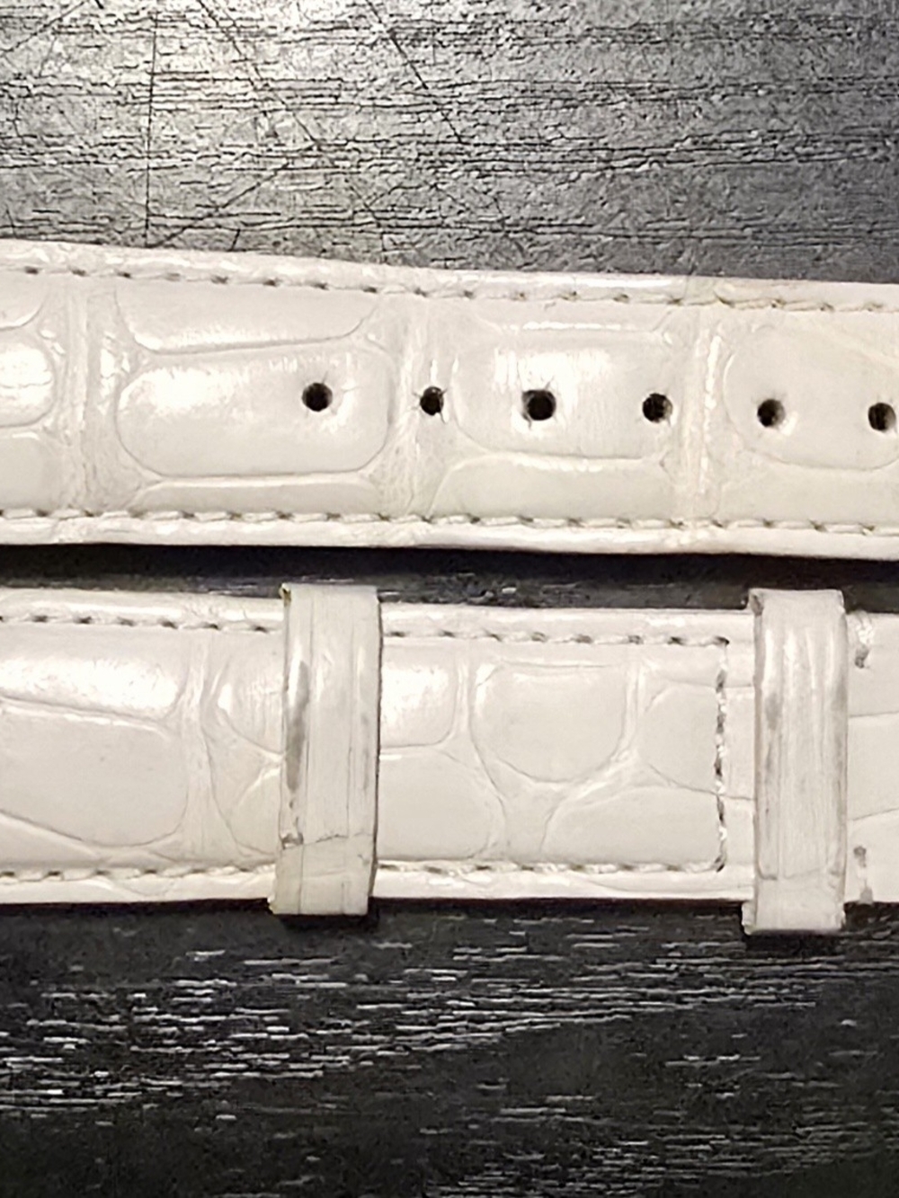 18mm White Croc-Embossed Leather Michele Watch Strap - Women's Accessories